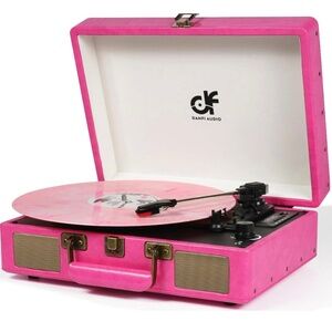 Vintage Bluetooth Suitcase Record Player-pink